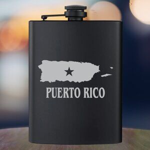Personalized My Puerto Rico Black Flask | Puerto Rico | Family Gift | Flask